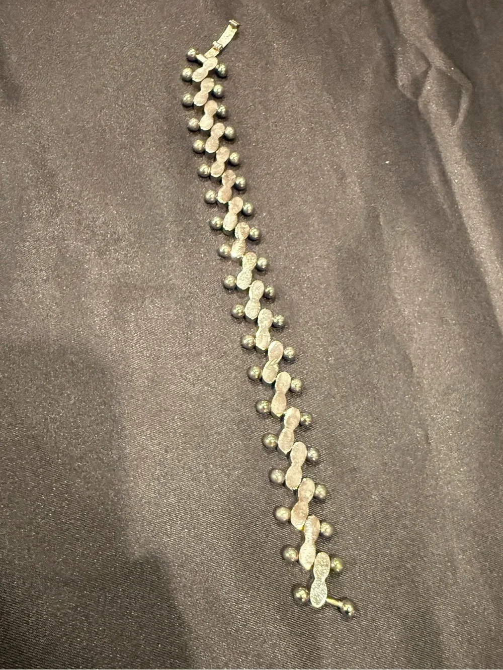 Sterling Silver Peanut Chain Link Bracelet - Hammered Texture Modern Link